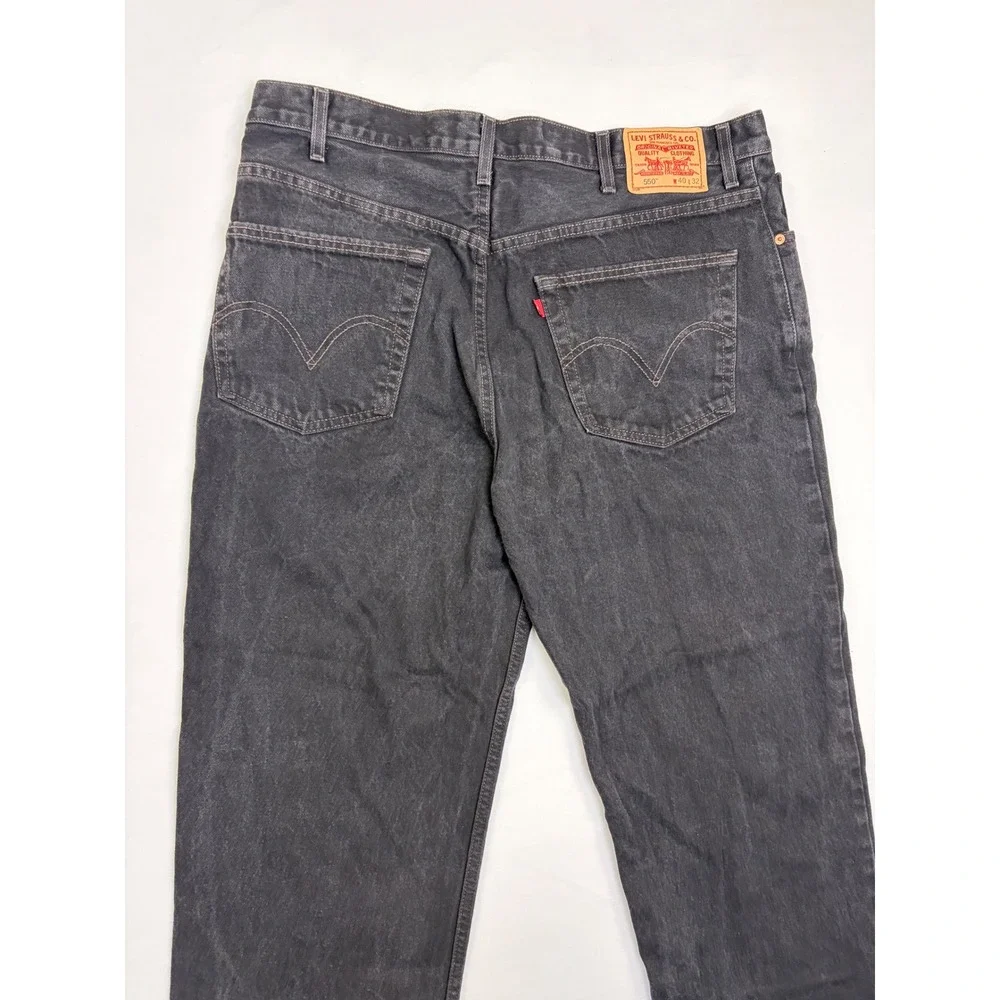 Y2K Levis‎ 550 Relaxed Fit Black Jeans Mens 40x32 Made in USA Distressed Denim